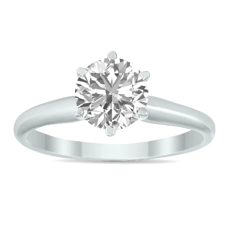 Women’s geometric ring-IGI Certified Lab Grown 1 Carat Diamond Solitaire Ring in 14K White Gold (I Color, SI1 Clarity)