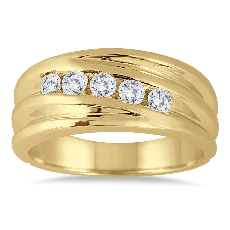 Women’s solitaire ring-1/2 Carat TW Five Stone Diamond Men's Ring in 10K Yellow Gold