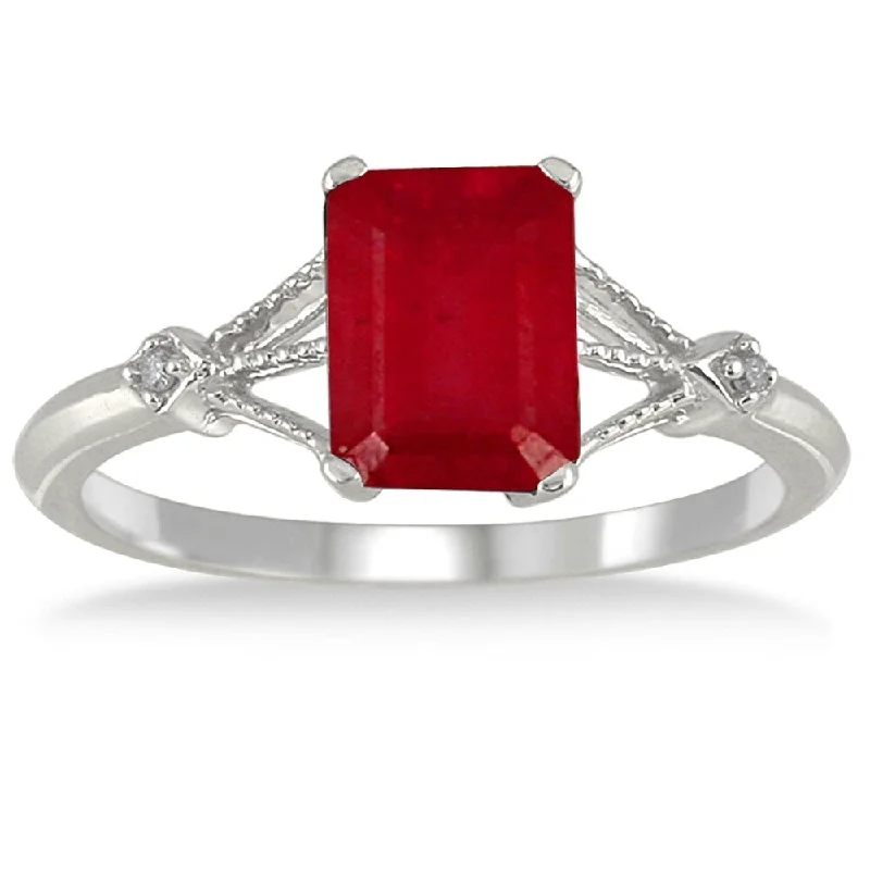 Women’s eco-friendly ring-1.60 Carat Ruby and Diamond Ring in 10K White Gold