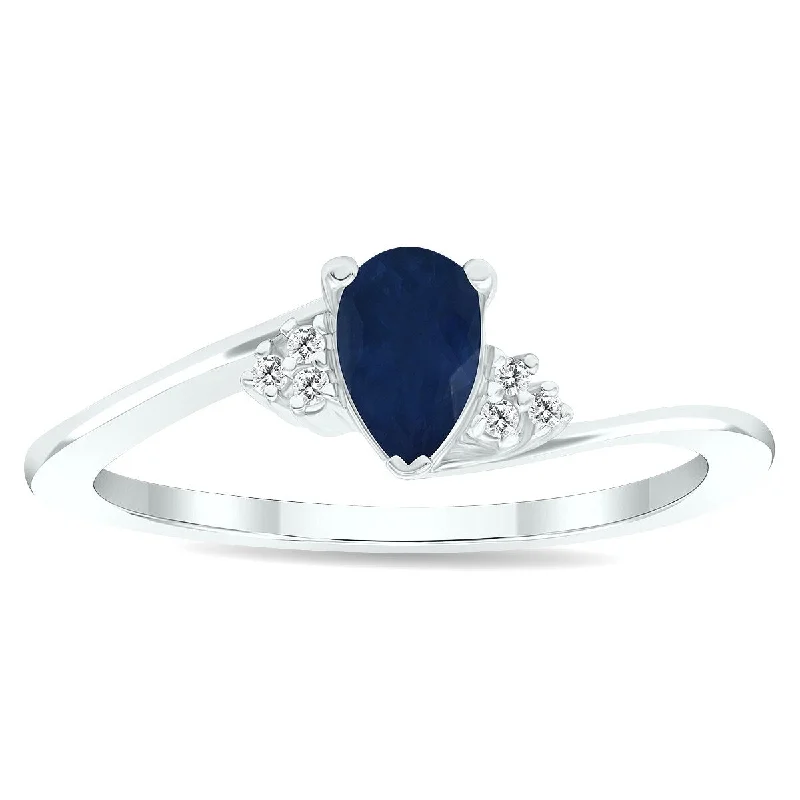 Women’s art deco ring-Women's Sapphire and Diamond Tierra Ring in 10K White Gold