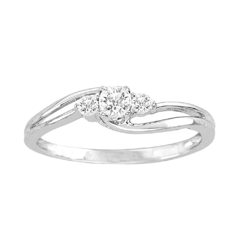 Women’s white gold ring-De Couer 10k White Gold 1/4ct TDW Diamond 3-stone Anniversary Ring