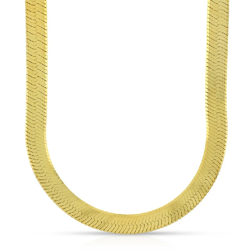 Women’s oversized ring-Unisex 10-karat Yellow Gold 6.5-millimeter Herringbone Necklace Chains