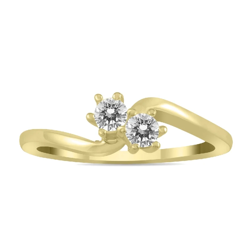 Women’s gold wedding ring-Marquee 1/4 Carat TW Two Stone Diamond Ring in 10K Yellow Gold