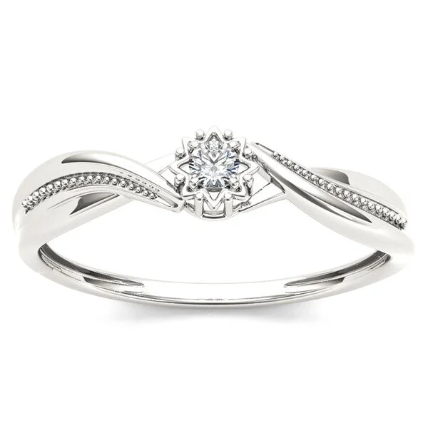 Women’s anniversary ring-De Couer 10k White Gold 1/20ct TDW Diamond Twisted Shank Ring