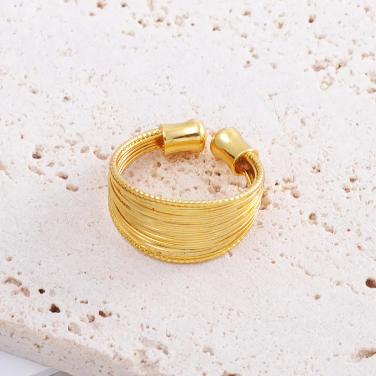 Women’s wedding band-Hip-hop Streetwear Solid Color Copper Shiny Metallic 18k Gold Plated Open Rings