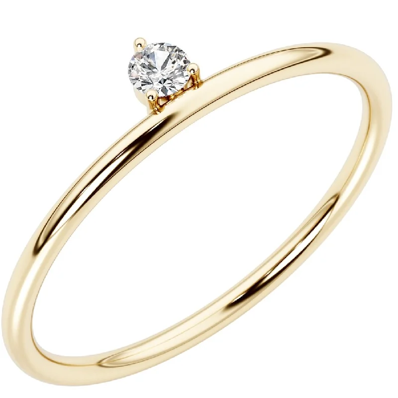 Women’s custom ring-14k Gold Plated Sterling Silver Lab Diamond 1/20 ct Stacking Ring Band