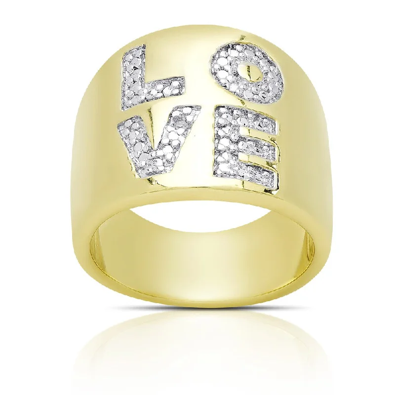 Women’s classic wedding ring-Finesque Gold Overlay Diamond Accent 'LOVE' Ring