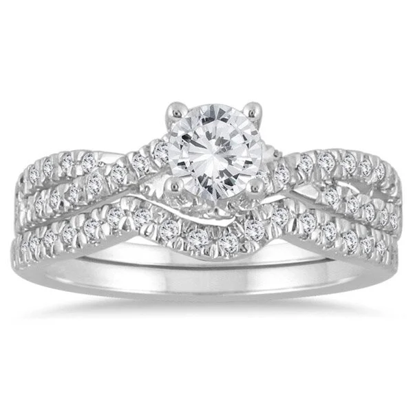 Women’s custom ring-10k White Gold 7/8ct TDW Diamond Bridal Ring Set