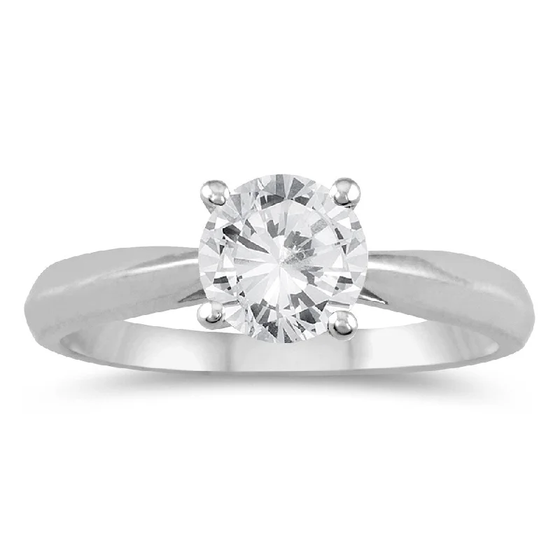 Women’s timeless ring-AGS Certified 3/4 Carat TW Round Diamond Solitaire Ring in 14K White Gold (H-I Color, I1-I2 Clarity)