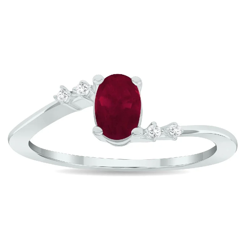 Women’s silver ring-Women's Ruby and Diamond Tierra Ring in 10K White Gold