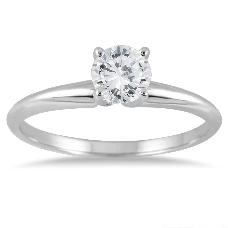 Women’s radiant-cut ring-1/3 Carat Round Diamond Solitaire Ring in 14K White Gold