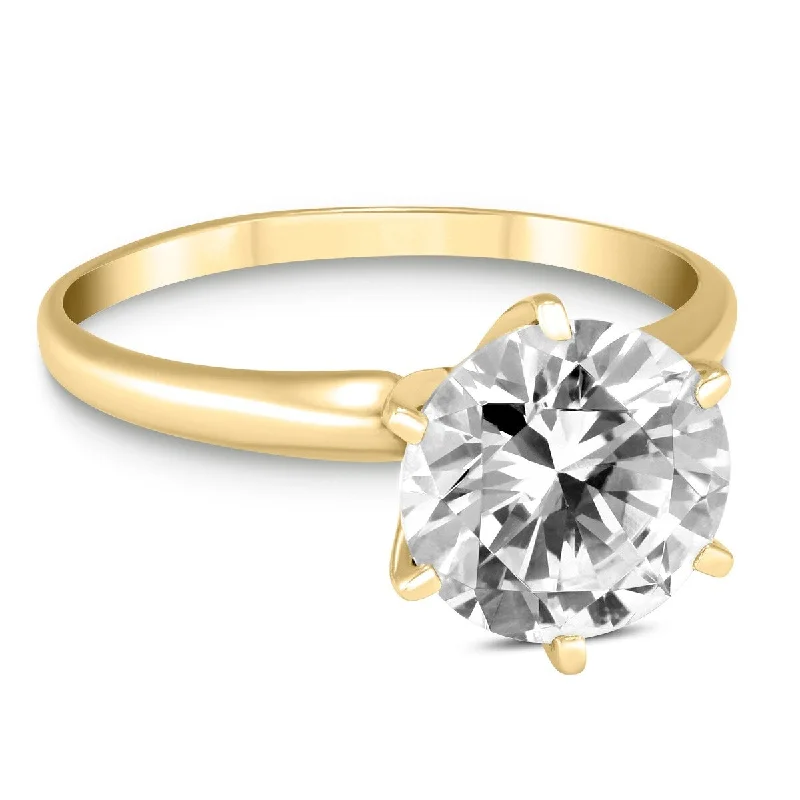 Women’s luxury ring-Marquee 1 Carat Diamond Solitaire Ring in 14K Yellow Gold (H-I Color, I1-I2 Clarity)