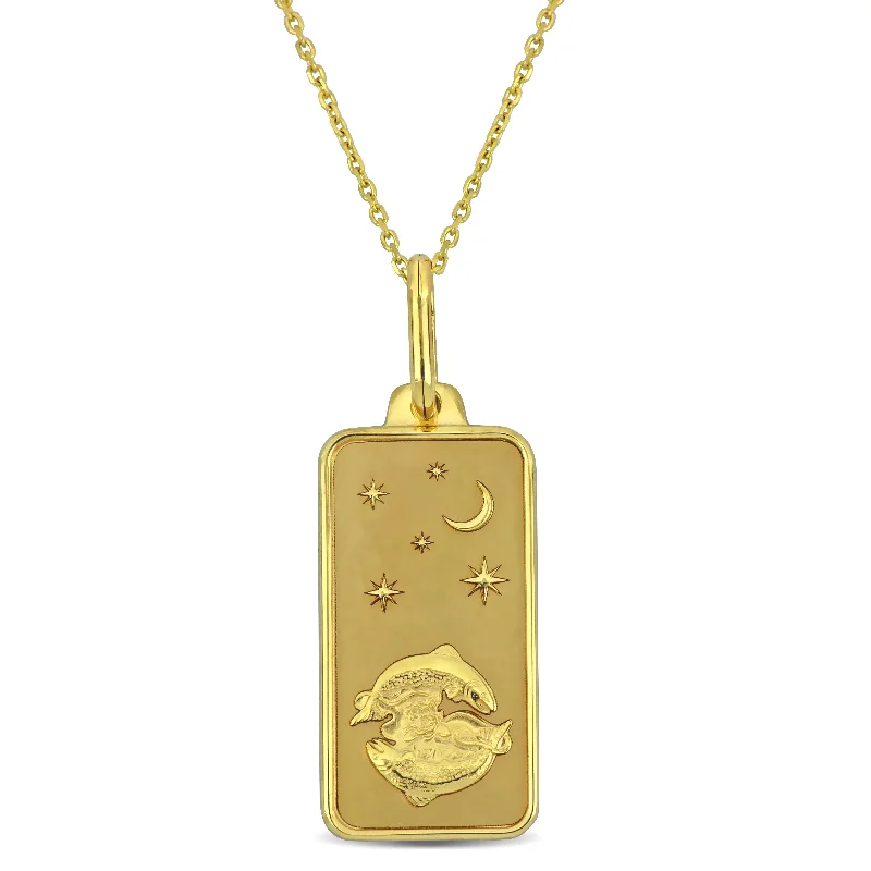 Women’s luxurious gold ring-Miadora Pisces Pendant with Chain & Spring Ring Clasp in 10K Yellow Gold