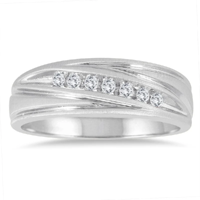 Women’s art nouveau ring-1/4 Carat TW Men's Diamond Channel Ring in 10K White Gold