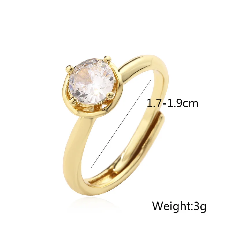 Women’s promise ring-Simple Style Commute Solid Color Copper Plating Inlay Zircon 18k Gold Plated Open Rings