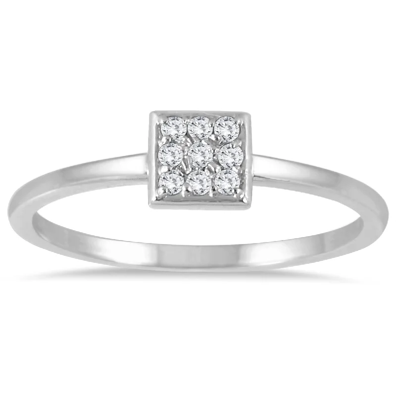 Women’s diamond band ring-Marquee 14k White Gold Ring 1/10ct TDW Stackable Diamond Ring