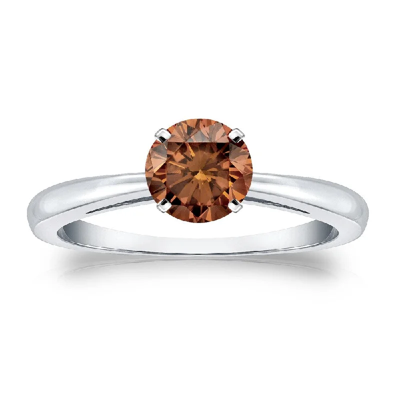 Women’s engraved ring-Auriya 1/2cttw Round Solitaire Brown Diamond Ring 14k Gold