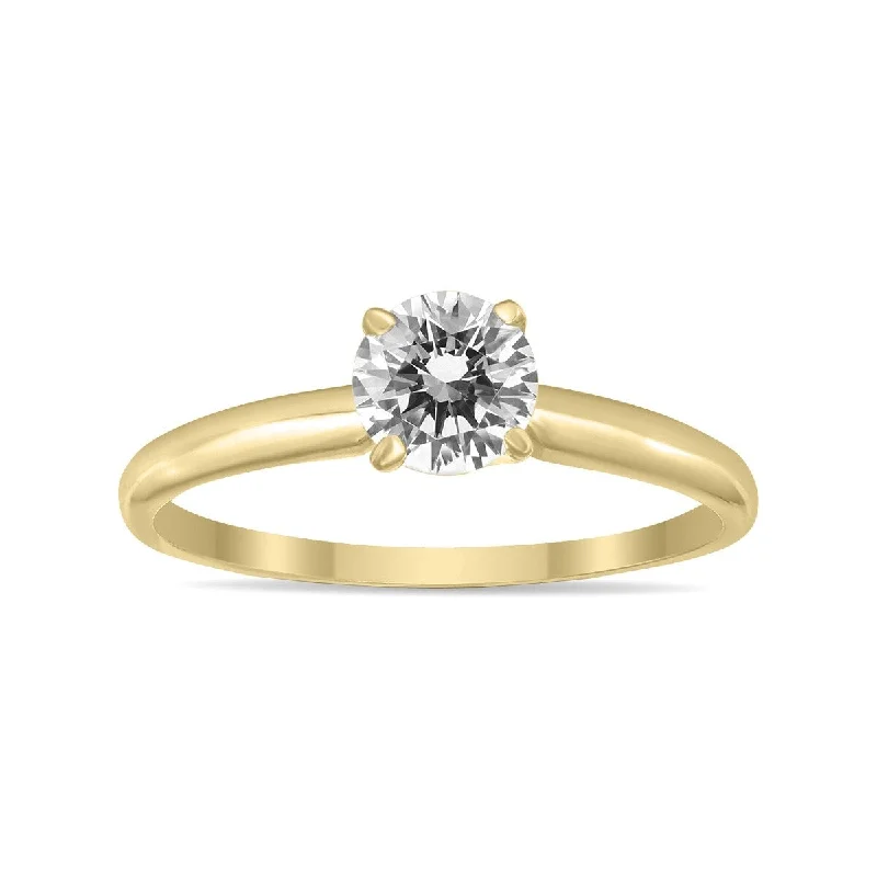 Women’s custom ring-Marquee Certified (J-K Color, SI1-SI2 Clarity) 1/3 Carat Round Diamond Solitaire Ring in 14K Yellow Gold